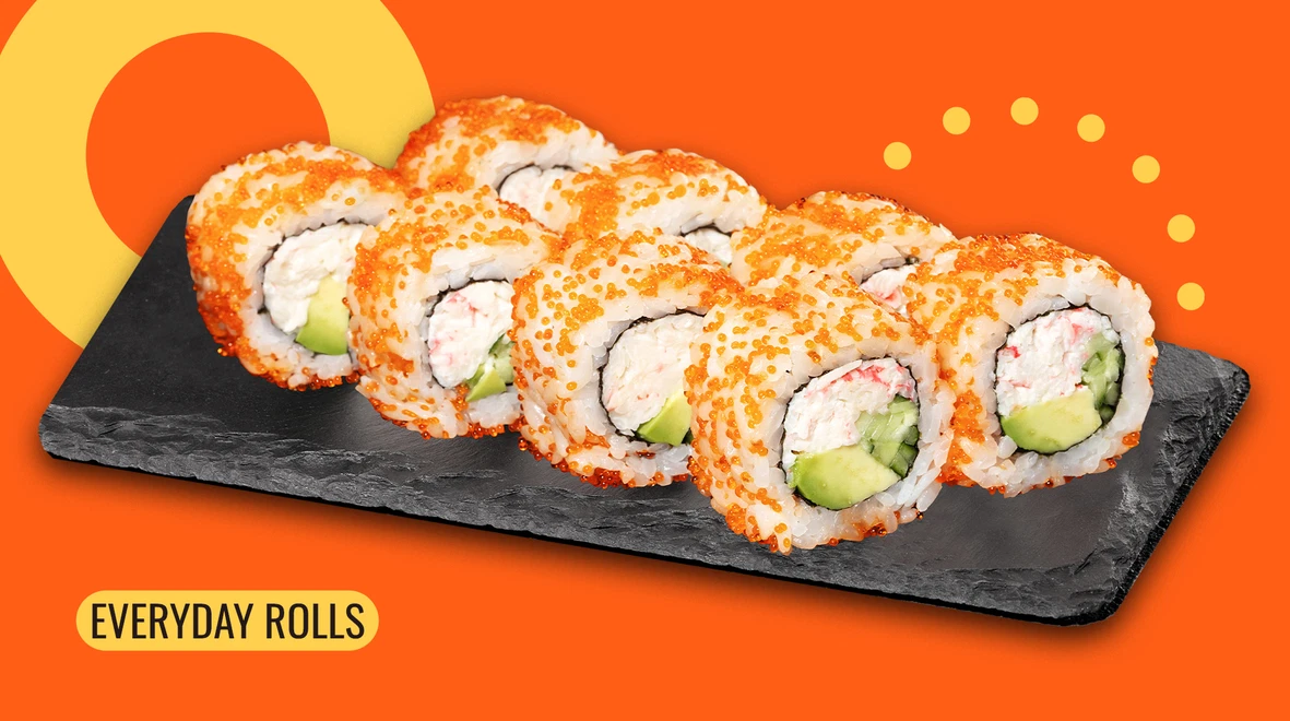 Dish California roll with crab mix in caviar menu We Sushi California roll with crab mix in caviar menu We Sushi