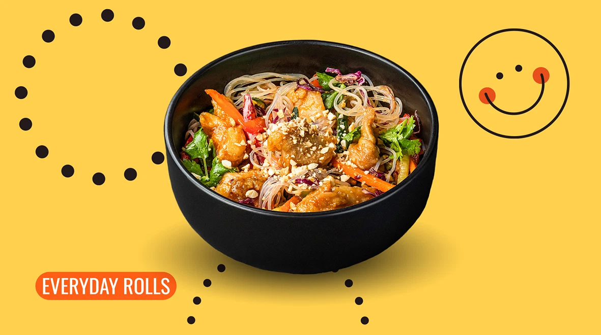 Dish Salad with Cold Rice Noodles and Chicken menu We Sushi Salad with Cold Rice Noodles and Chicken menu We Sushi