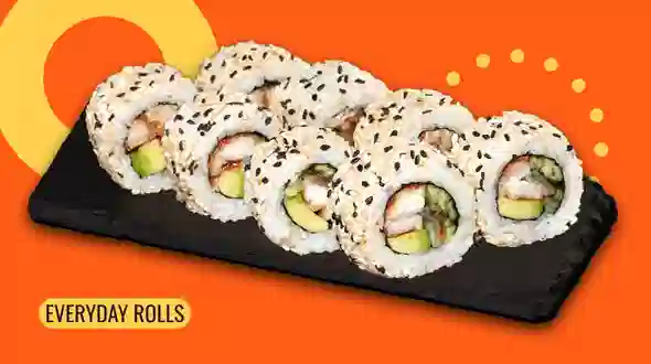 Dish California roll with eel in sesame menu We Sushi California roll with eel in sesame menu We Sushi