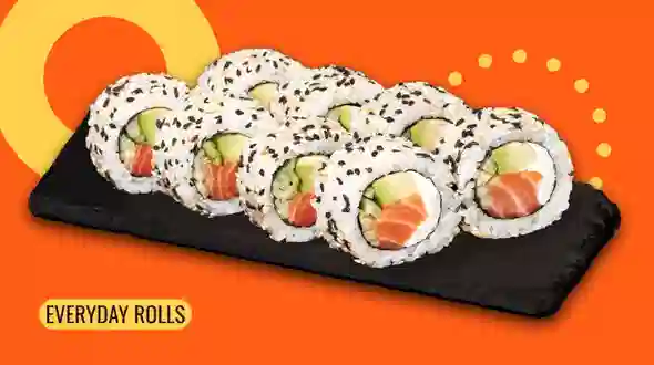Dish Philadelphia roll with salmon in sesame menu We Sushi Philadelphia roll with salmon in sesame menu We Sushi