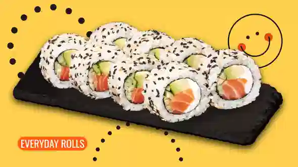 Dish Philadelphia roll with smoked salmon in sesame menu We Sushi Philadelphia roll with smoked salmon in sesame menu We Sushi